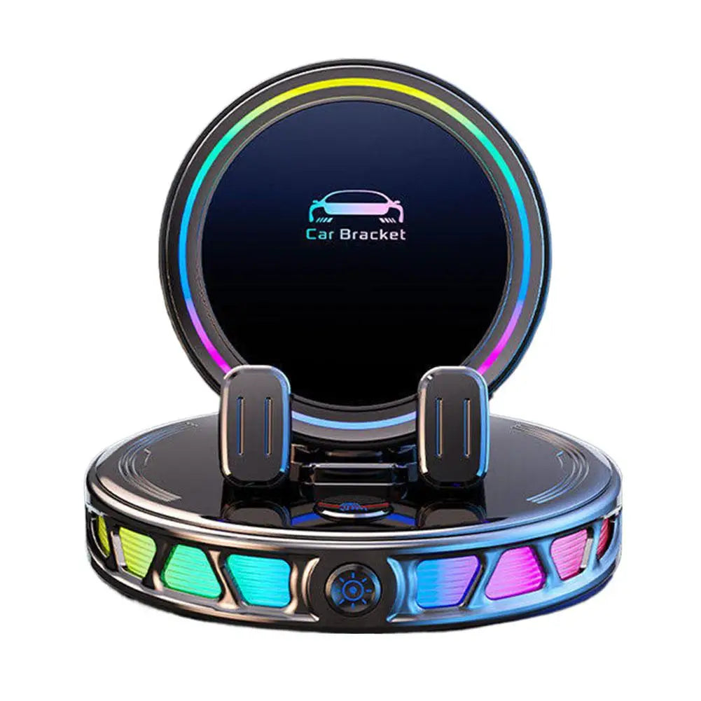 2026 New RGB Ambient Light Car Wireless Charger Dashboard Auto-Clamping Magnetic Phone Holder Car Wireless Charger Stand Zpaxo B