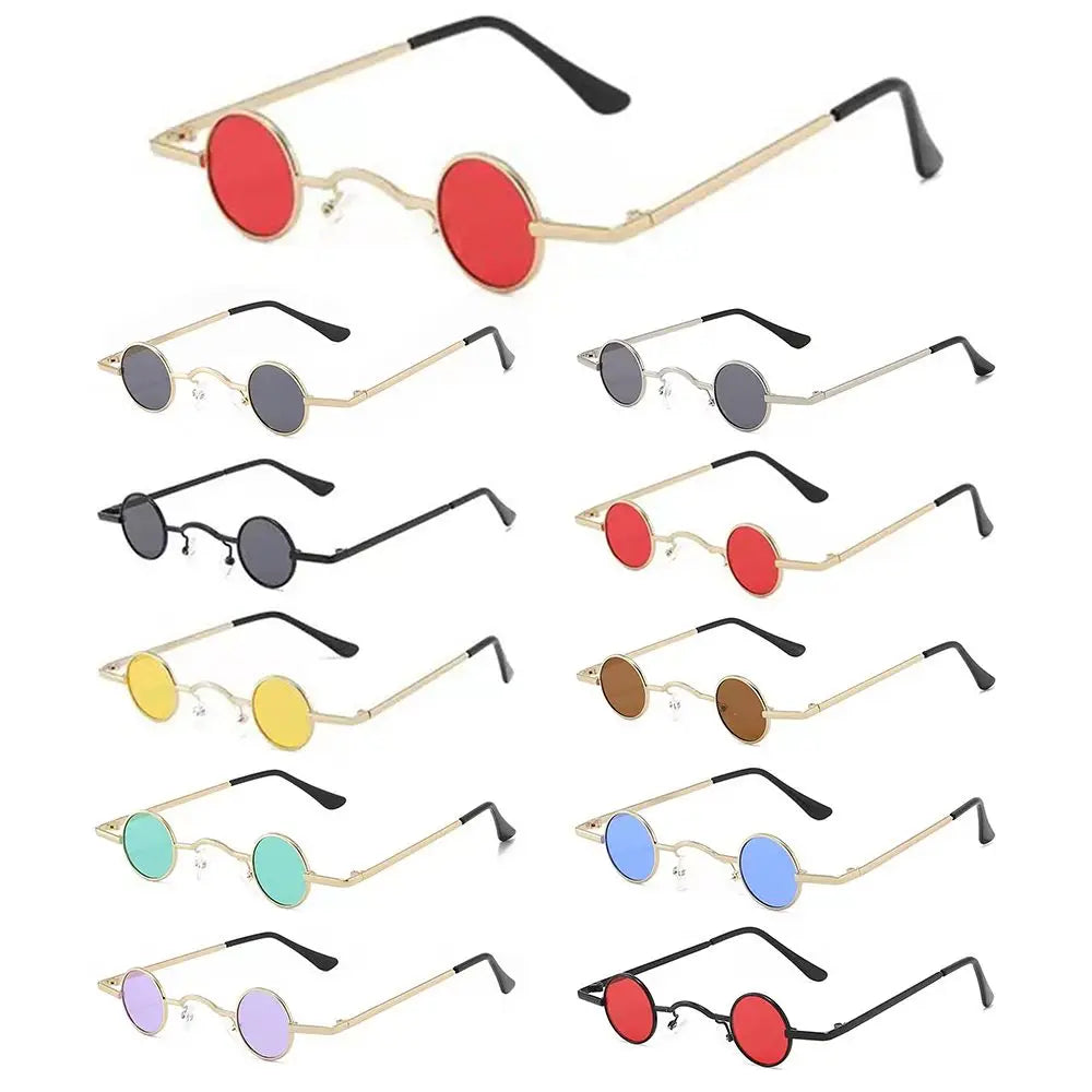 Retro Candy Color Metal Frame Punk Small Round Sunglasses Sun Glasses Shades Zpaxo