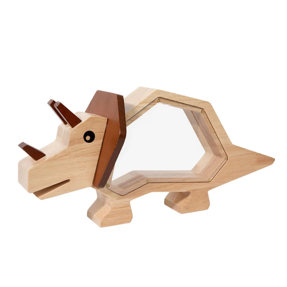 Money Box Dinosaur Arrives Wooden Money Box Acrylic Children's Desktop Ornament Savings Jar Zpaxo Silver