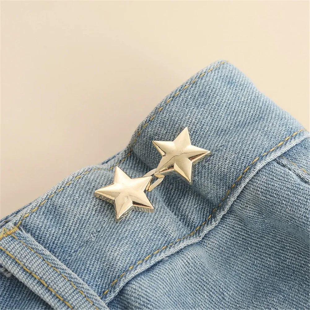 1 Pair Jeans Button Adjustable Clips for Pant Skirts Waist Tightener Buckle Snap Button Adjuster Pants Pin Retractable Button Zpaxo
