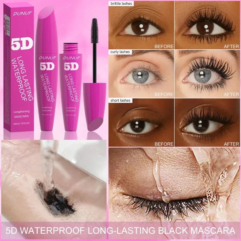 5D Waterproof Curling Mascara Volumizing Lengthening Black Eyelashes