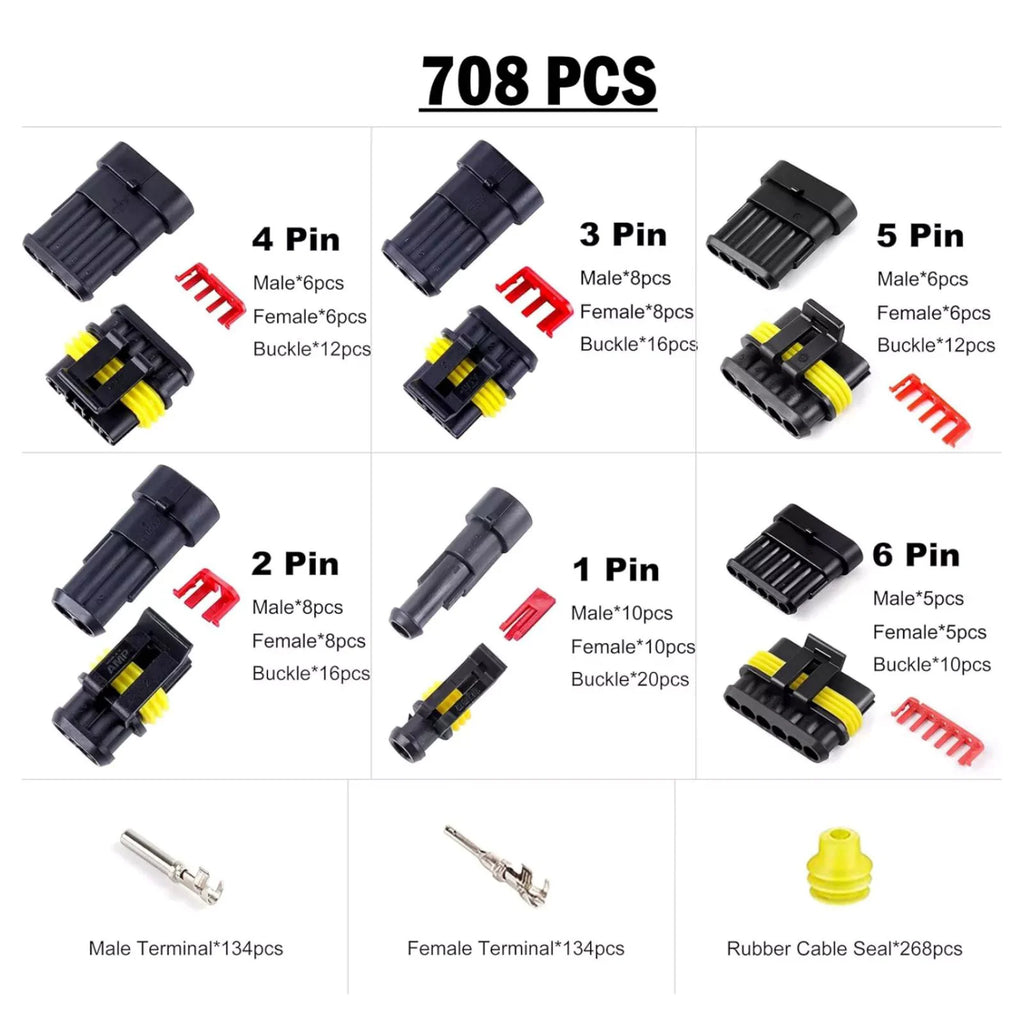 Waterproof Electrical Wire Connectors Plug 1 2 3 4 5 6 Pin Car