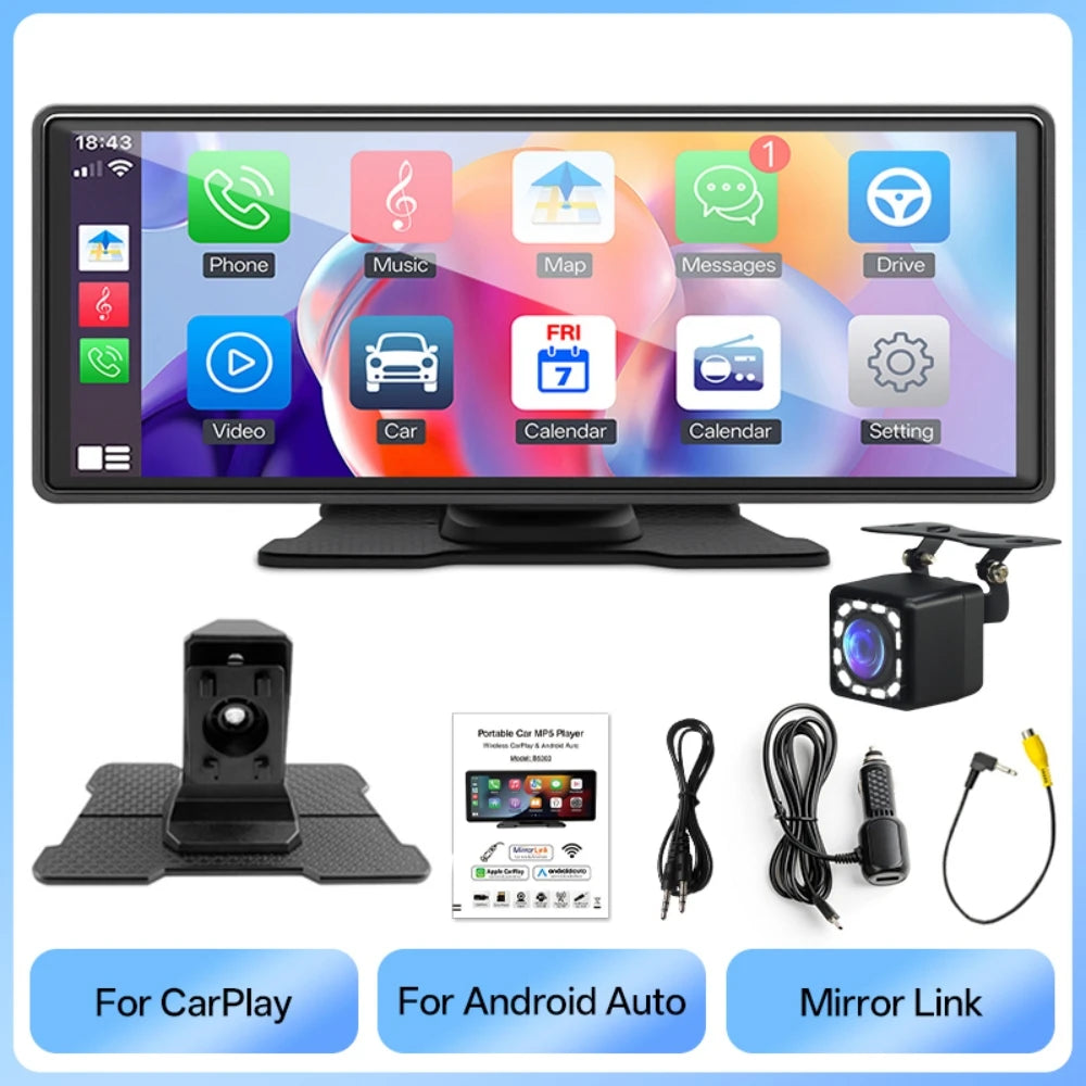 Hippcron Car IPS Display Screen Wireless Carplay Android Auto