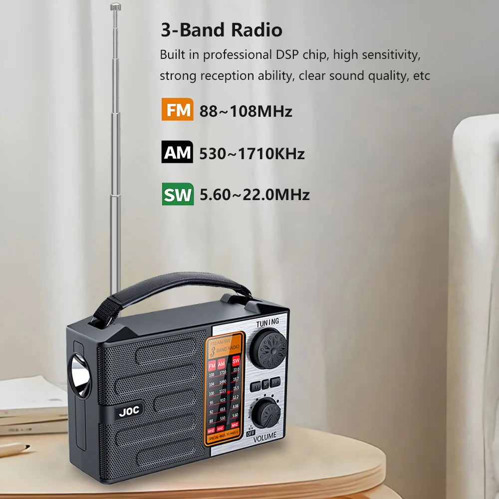 Portable Rechargeable FM AM SW Radio Outdoor Solar Full Band