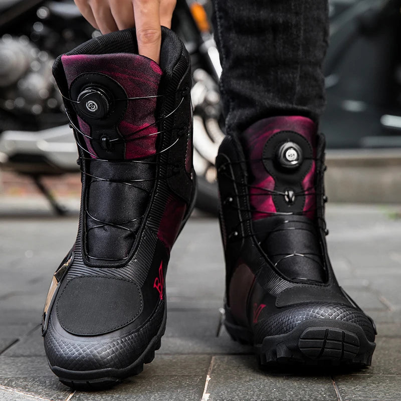 Lexsan Motorcycle Boots Men Leather Motos Breathable Anti Slip