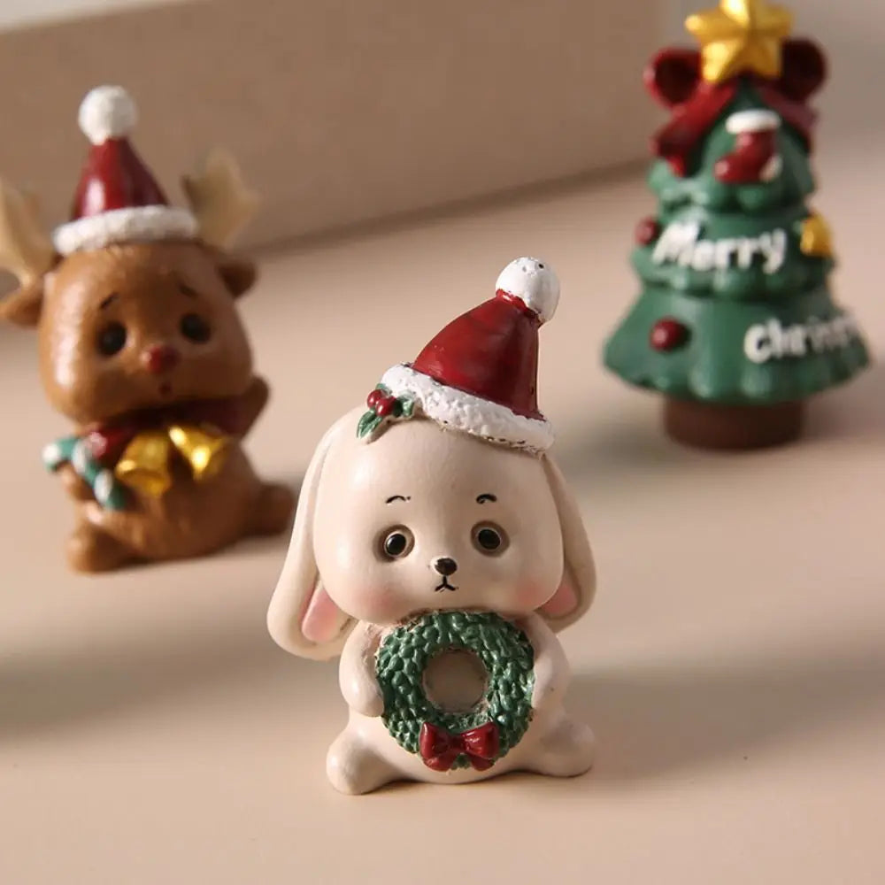 Santa Claus Snowman Landscape Ornaments Resin Miniatures Animal Zpaxo