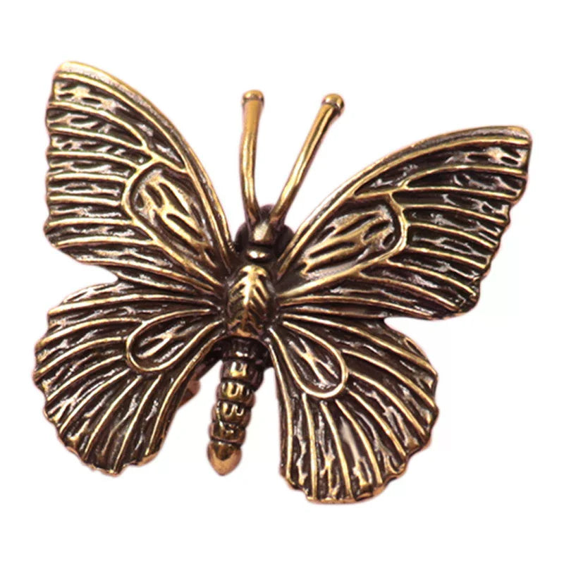 Home Decoration Craft Accessories Solid Pure Brass Butterfly Figurines Miniatures Desktop Ornament Antique Copper Insect Statue Zpaxo