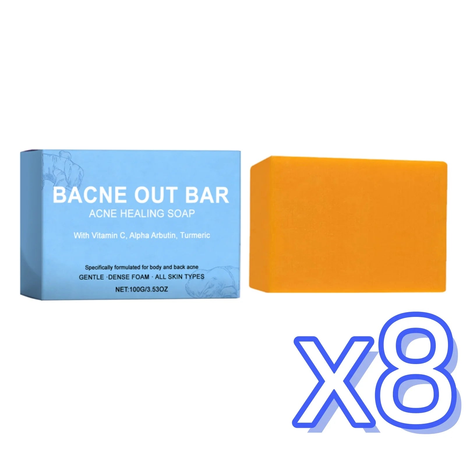 Turmeric Cleansing Soap – Body Acne, Odor & Deep Clean Bar Cleansing Bar Soap Zpaxo 100g Boxed x 8pcs