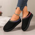 Women Slippers 2025 New Comfortable Flat Cotton Shoes Solid Color Warm Thick Bottom Slippers Platform Snow Boots Slides Women Zpaxo black 43