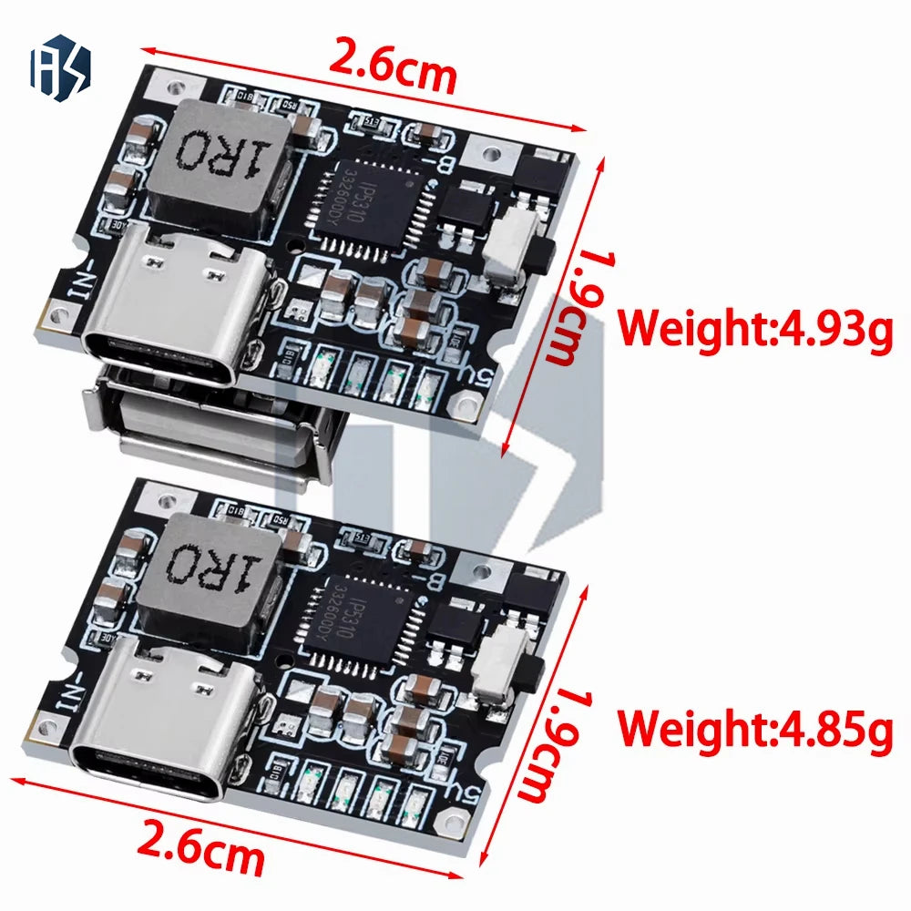 Multi-current 1A 2A 2 45A 3 USB-C Micro USB Boost Module Li-ion Lipo Zpaxo