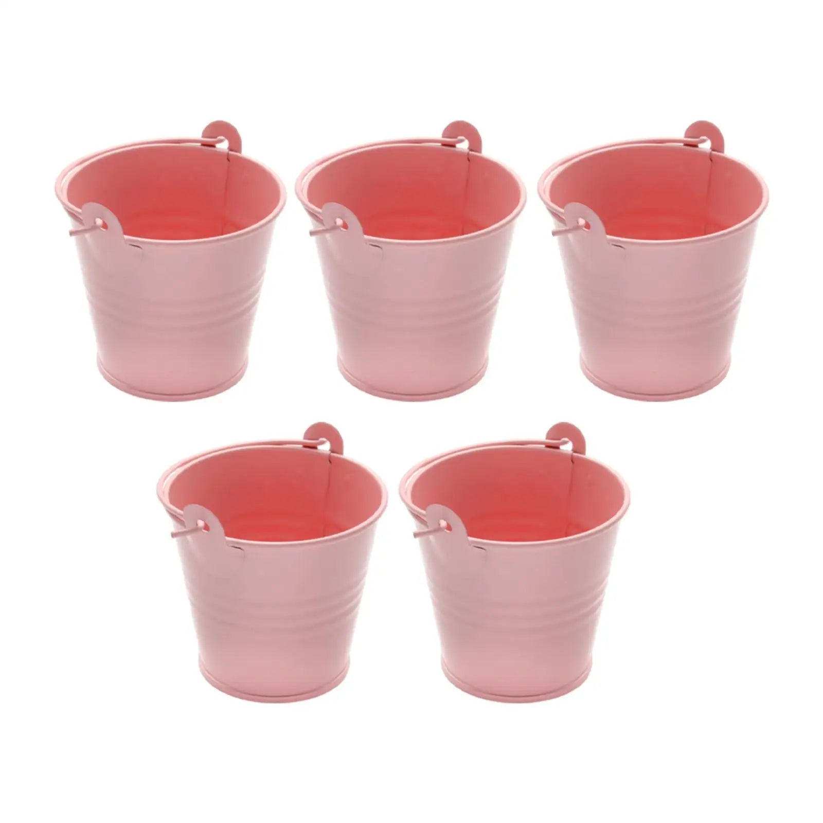 Small Metal Buckets Flower Organizing Container Handle Vases Zpaxo Pink