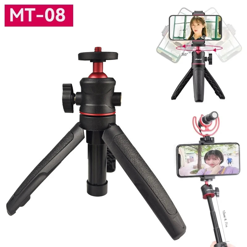 MT-08 Mini Tripod with 360° Ball Head & Cold Shoe Selfie Stick Tabletop Tripod for Action Camera GoPro iPhone Android Phone DSLR Zpaxo