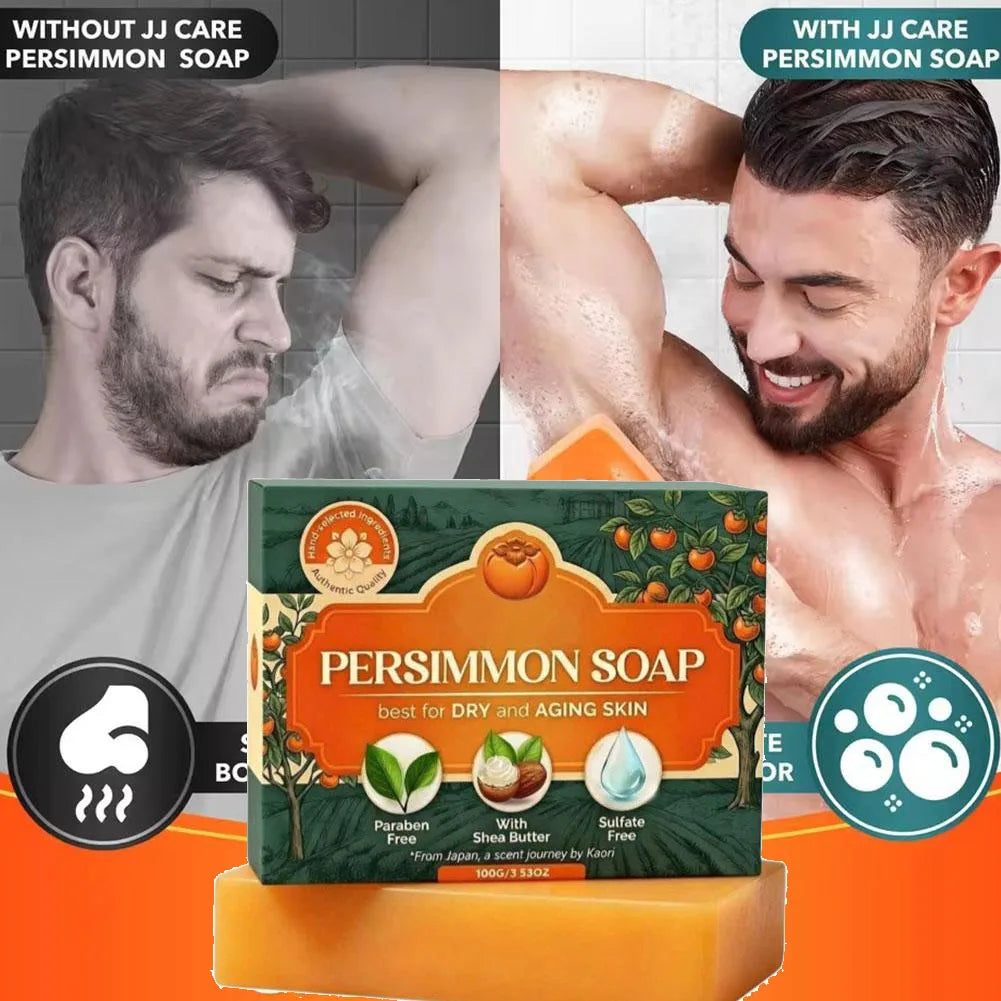 Persimmon Soap Bar for Body Odor Persimmon and Green Tea Extract For Men & Women Gentle on All Skin Types Natural Body Odor Soap Zpaxo