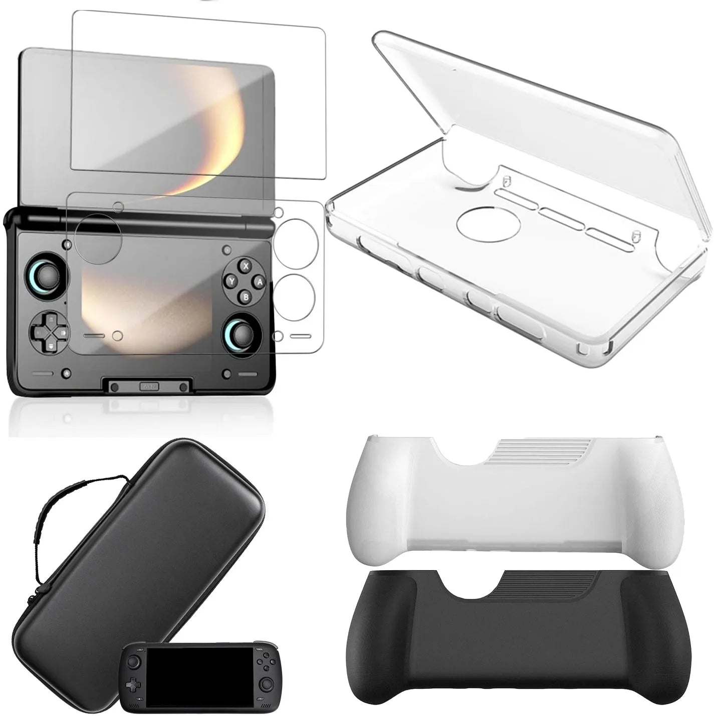 For AYN THOR Anti-Fall Case TPU Case Handheld Console Transparent Protective Cover Screen Protector Set Shell Grip Storage Zpaxo