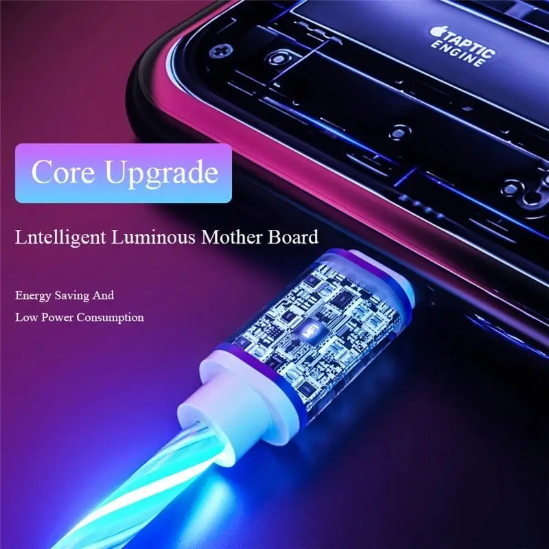 2m C Glowing Cable Mobile Phone Charging Cables LED Light Charger Zpaxo