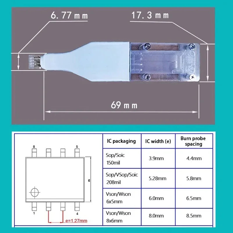 Sop8 W-son Chip Download Burn Write Probe Spring Needle Flash Eeprom Chip Burner Cable Zpaxo