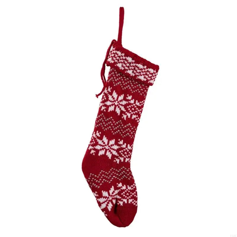Knit Snowflake Christmas Hanging Socks Stockings Candy Bag Zpaxo Red China Mainland