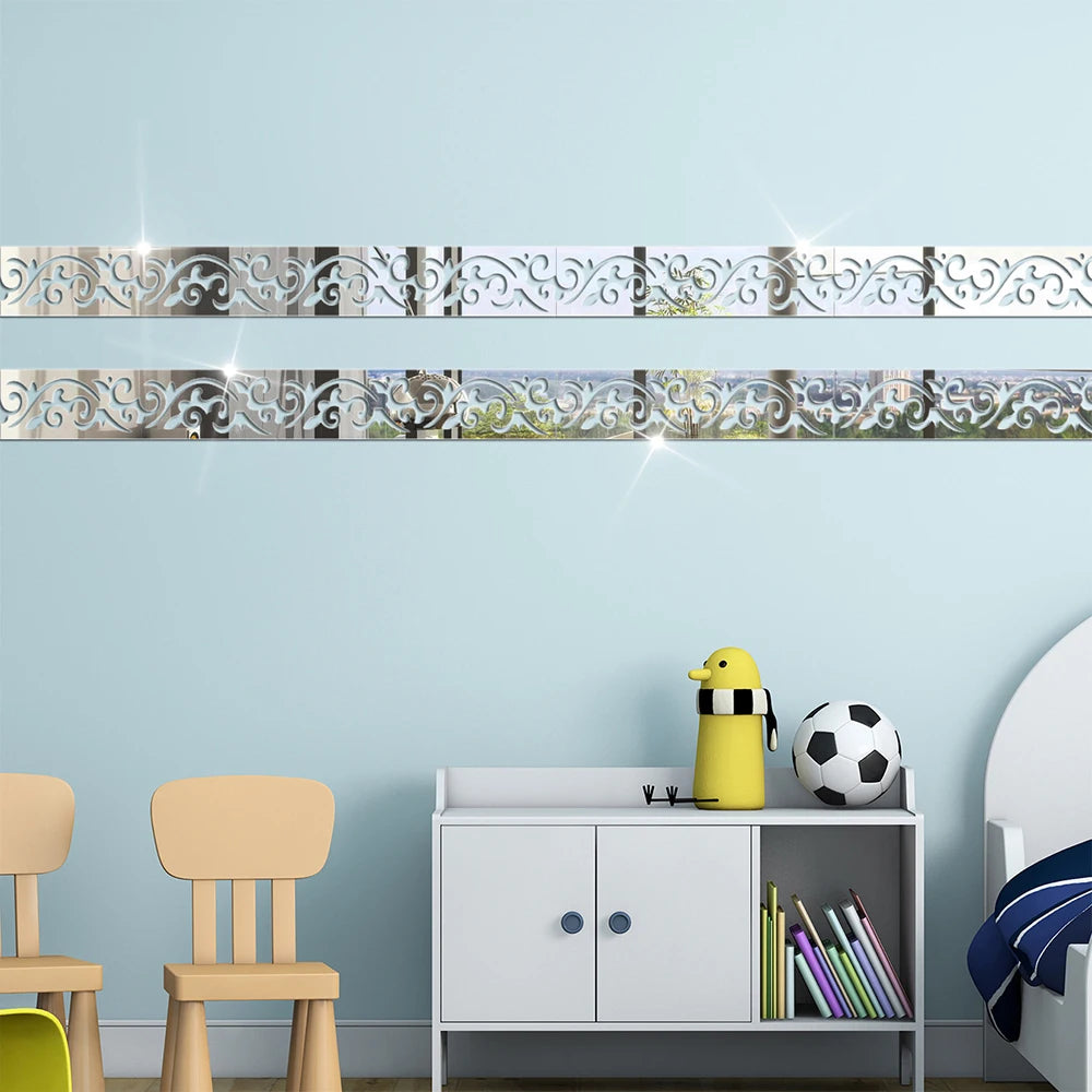 10Pcs Acrylic Hollow Out Mirror Wall Stickers Self Adhesive Wall Stickers for Living Room Bedroom Office Home Wall Decoration Zpaxo