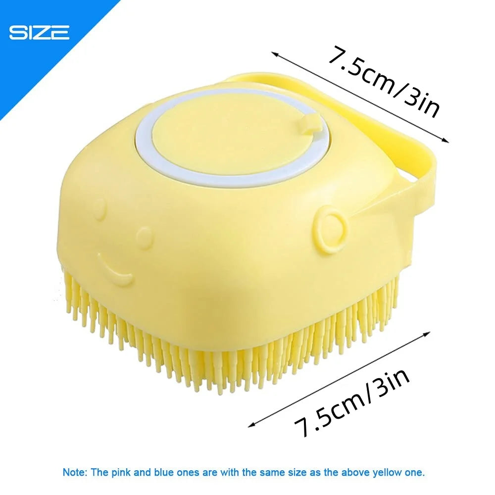 Dog Bathing Brush Pet Massage Shampoo Dispenser Soft Silicone Rubber