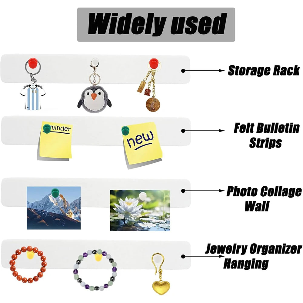 5Pcs Cork Board Bulletin Board Strips with Pushpin Self-Adhesive Felt Pin Boards for Home Office Wall Decor Zpaxo