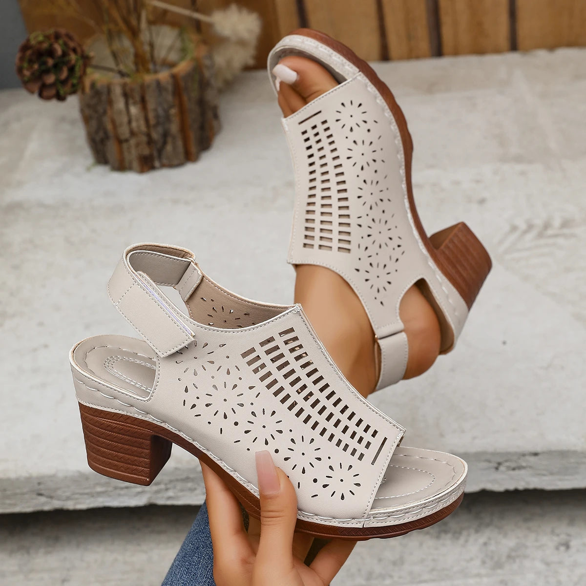 Women High Heel Sandals Open Toe Stylish High Heels Shoes for Women New Summer Luxury Sandals Platform Hollow Out Casual Sandals Zpaxo Beige 37