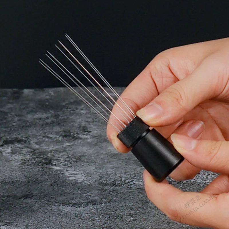 8-Needle Espresso Coffee Stirrer Distributor with Magnetic Stand