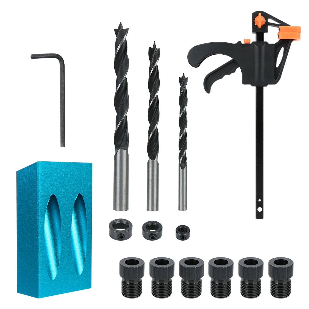 7 14 Hole Puncher Woodworking Drilling Guide Locator Drill Bit 15
