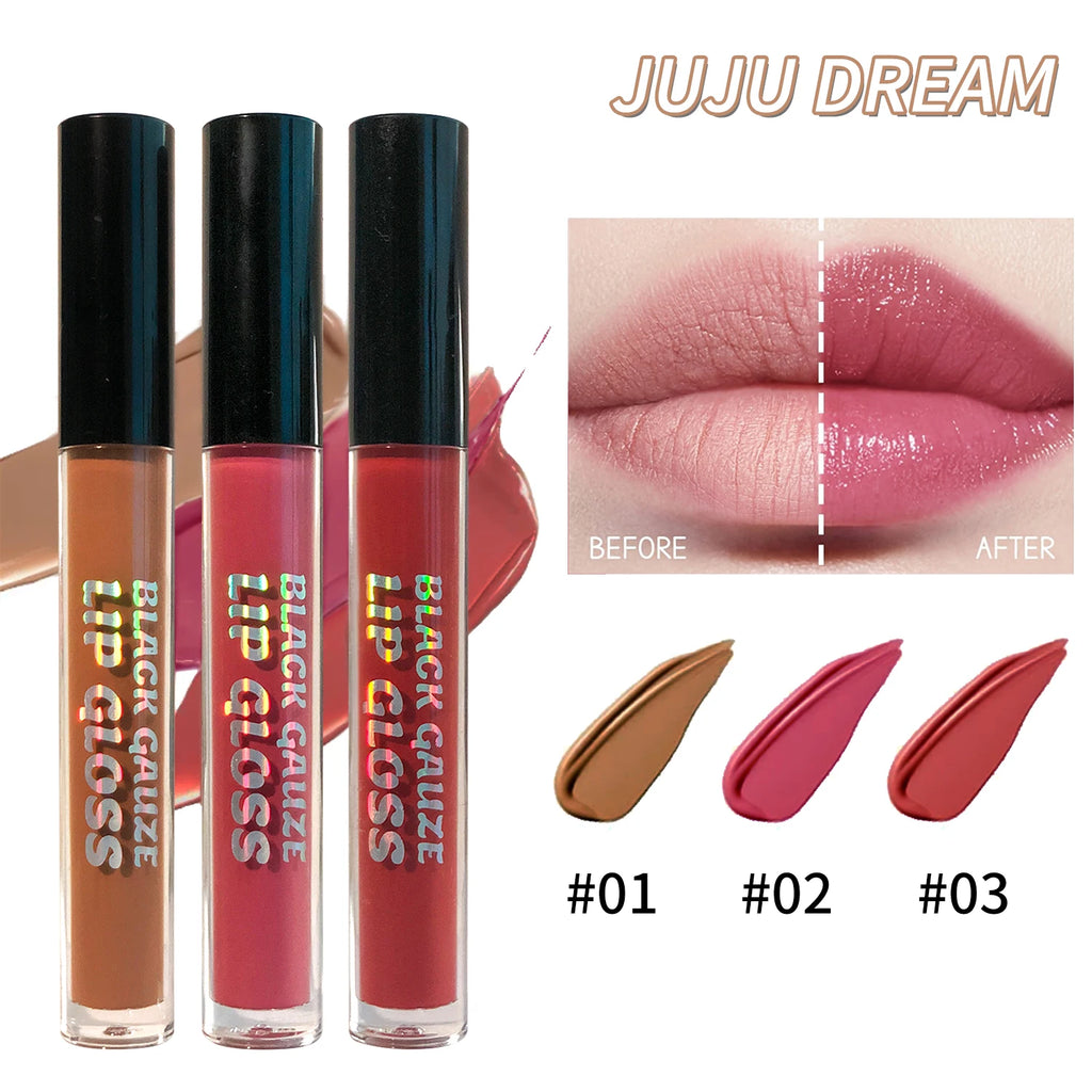 Tri-color Gothic-style Dark Brown Matte Lipstick Velvet Liquid Lip Zpaxo