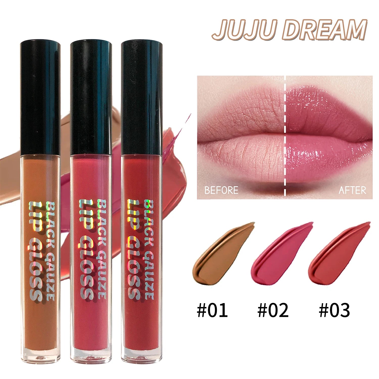 Tri-color Gothic-style Dark Brown Matte Lipstick Velvet Liquid Lip Zpaxo