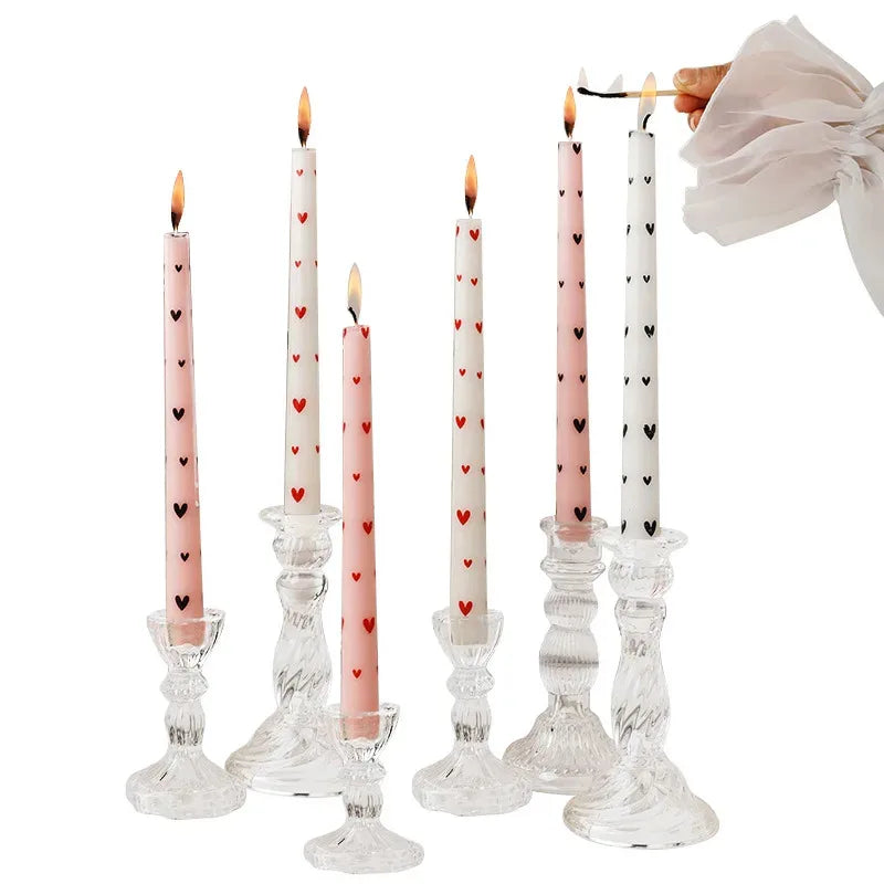 Long Pole Printed Candles Wholesale Smokeless Column Wax Romantic