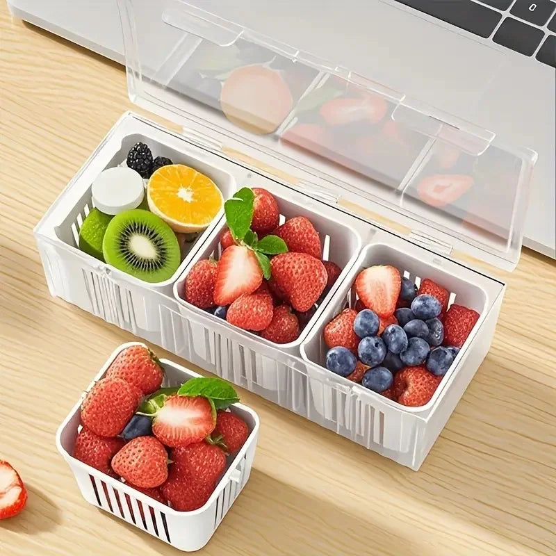 Compartment Food Storage Containers, Square Transparent Bento Box Set for Refrigerator,Salad Fruit Vegetable Condiment Organizer Zpaxo
