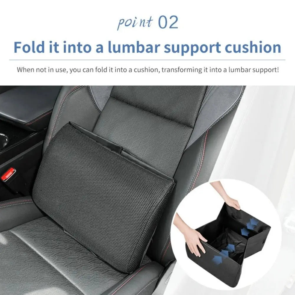 30L Large Capacity Foldable Car Storage Organizer 2-in-1 Pillow Car Lumbar Cushion Portable Rectangle Shape Storage Box Zpaxo