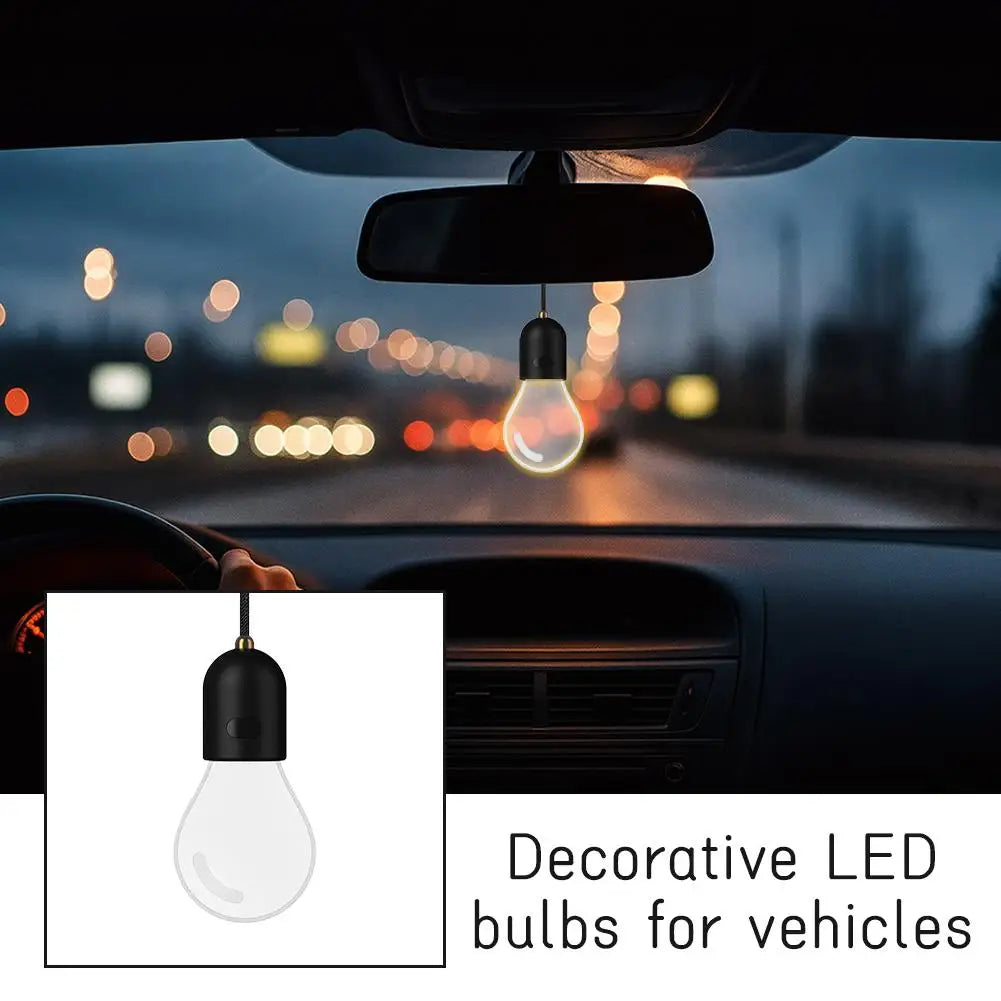 Car Decorative LED Bulb Hanging Ornament Interior Glow Lighting 4 Modes Retro Design For Daily Use Long Trips Auto Accessory Zpaxo