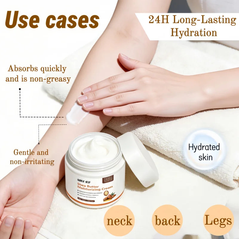 Shea Butter Ceramide Hyaluronic Acid Body Cream 72H Hydrating Gentle Body Lotion Travel Portable Daily Skincare Valentine Gift Zpaxo