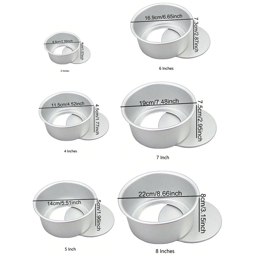 Aluminum Cake Pan 2/4/5/6/7/8Inch Round Non-Stick Cake Mold Anodised Aluminum with Removable Base for Birthday Wedding Party Zpaxo