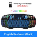New Mini i10 i8 Keyboard 7 Color Backlit 2.4G Wireless Air Mouse Chargable Keyboard For PC Gamepad Zpaxo i8 English Lithium