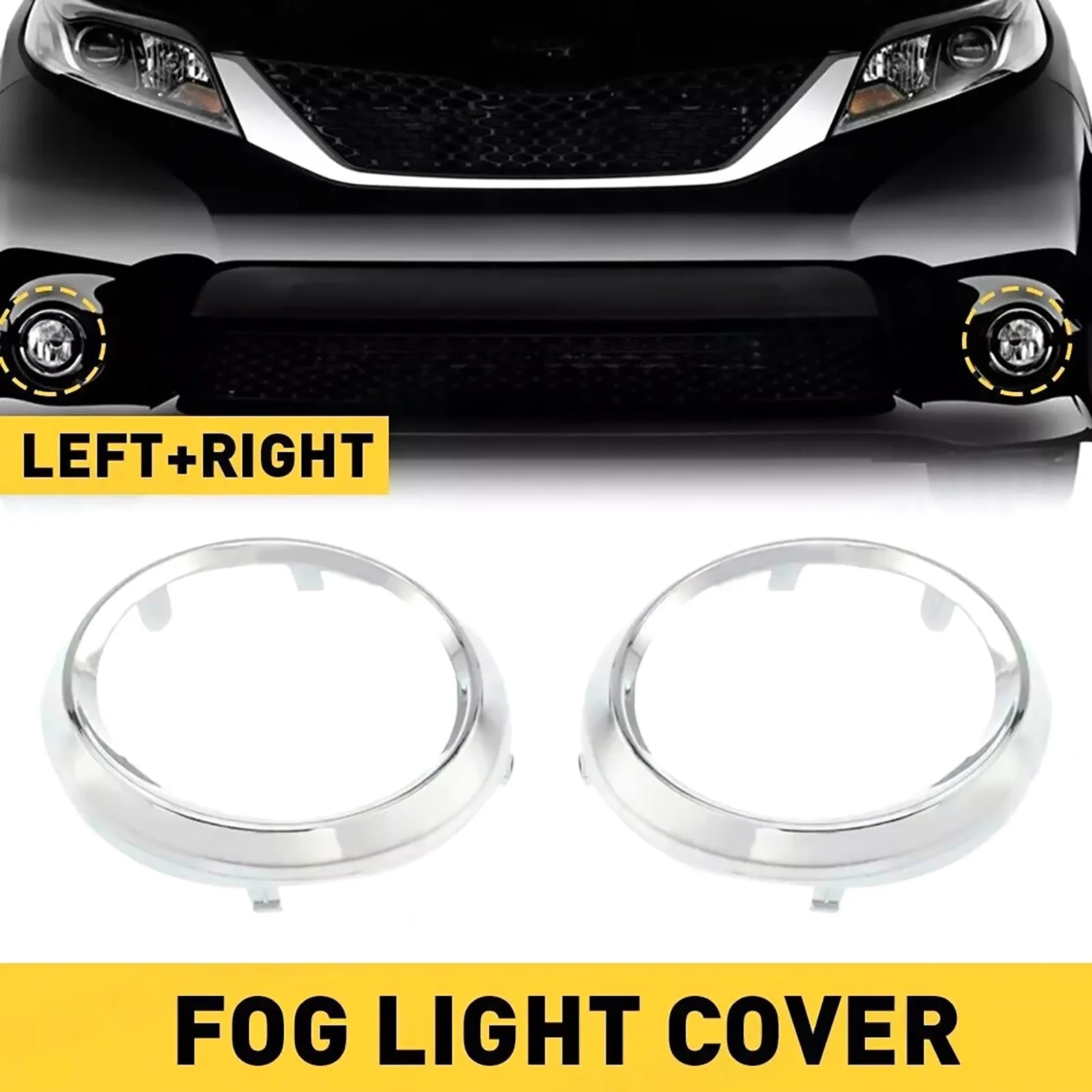 1 Pair Car Fog Light Lamp Bezel Cover Chrome Trim Rings 52713-08020