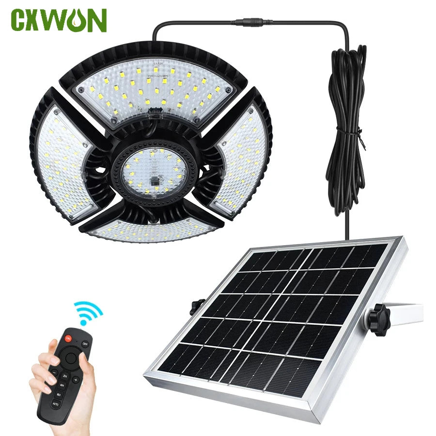 Solar Lighting Garden Outdoor Bright 4 Leaf Chandelier Foldable Zpaxo