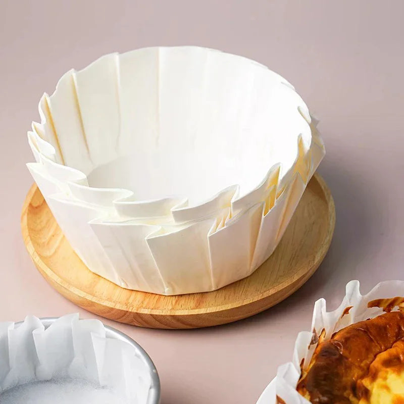 Baking Oil Proof Edge Paper Disposable Release Mousse Cake Paper Basque Cheesecake Oil Paper Tray Foldable Cake Mold Zpaxo