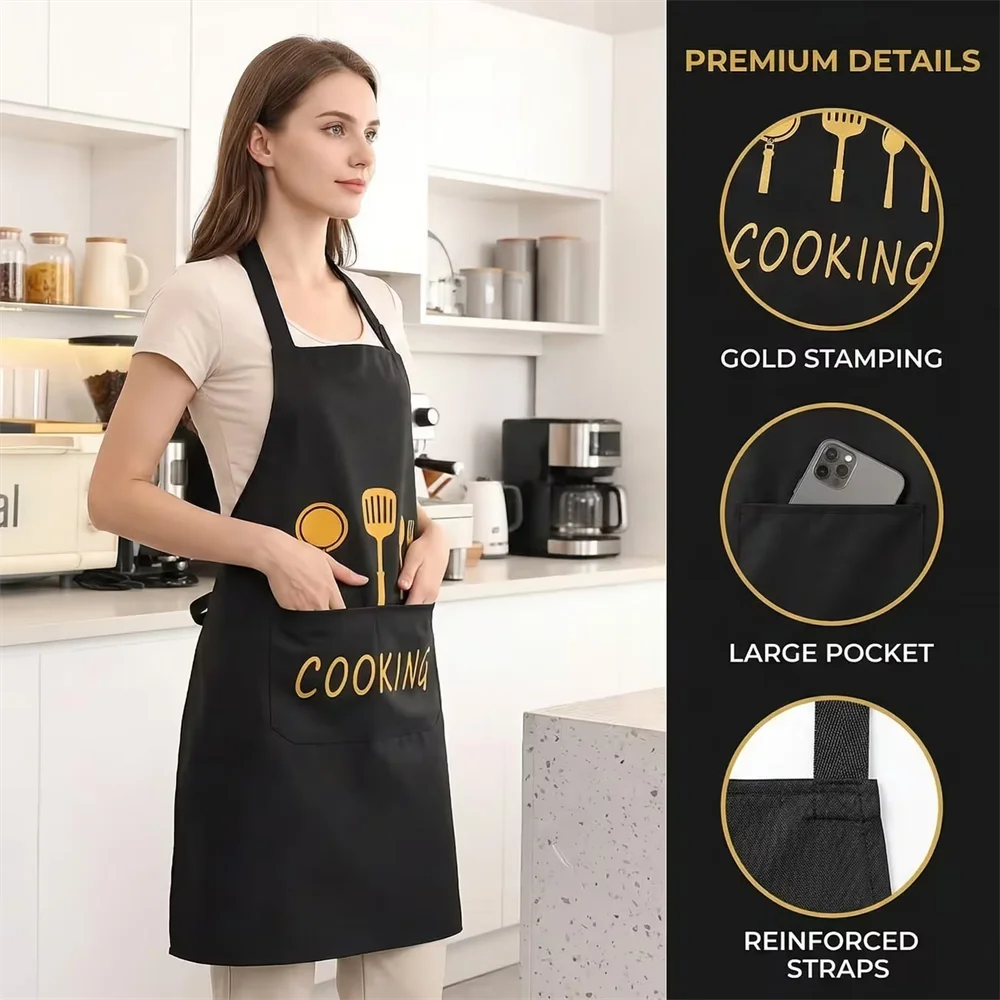 Chef Apron Cooking Utensils Pocket Adjustable Ties Heavy-duty Zpaxo