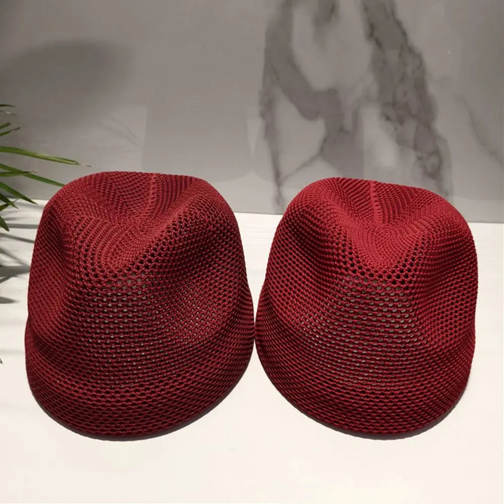 Breathable Mesh Knitted Pillbox Hat Lightweight Knit No Brim Design Mesh Panama Hat Multiple Colors Women Bucket Cap Zpaxo