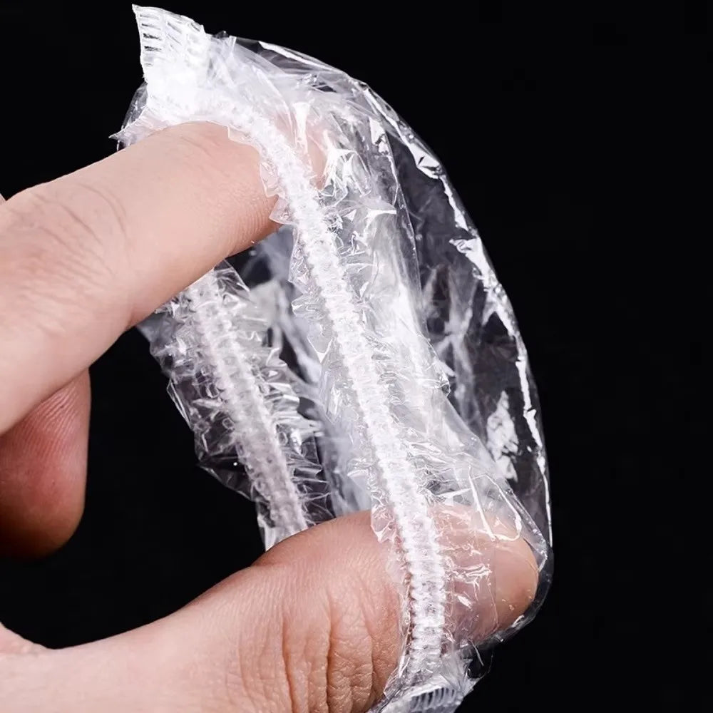 100PCS Plastic Disposable Ear Cover Waterproof Transparent Hairdressing Earmuffs One Size Elastic Hair Dyeing Ear Sleeve Zpaxo