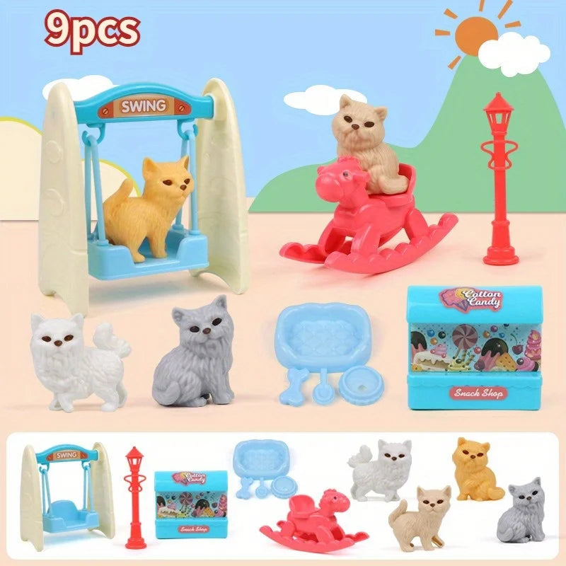 Cute Dog Pet Basket Family Toys Doll Cage Scene Playing Christmas