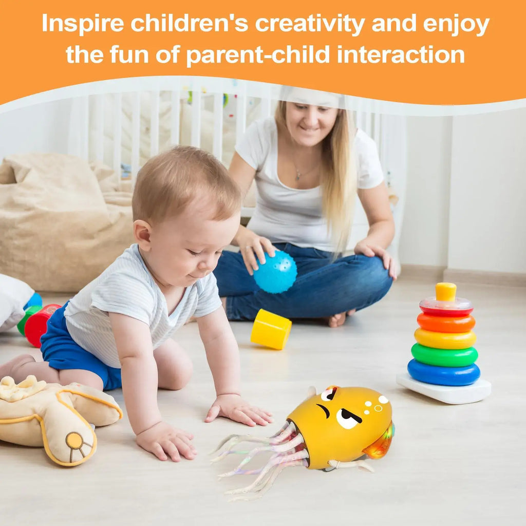 Electric Octopus Toys Obstacle Avoidance Sensor Octopus USB Rechargeable Electric Robot With LED Lights And Music For Home Zpaxo