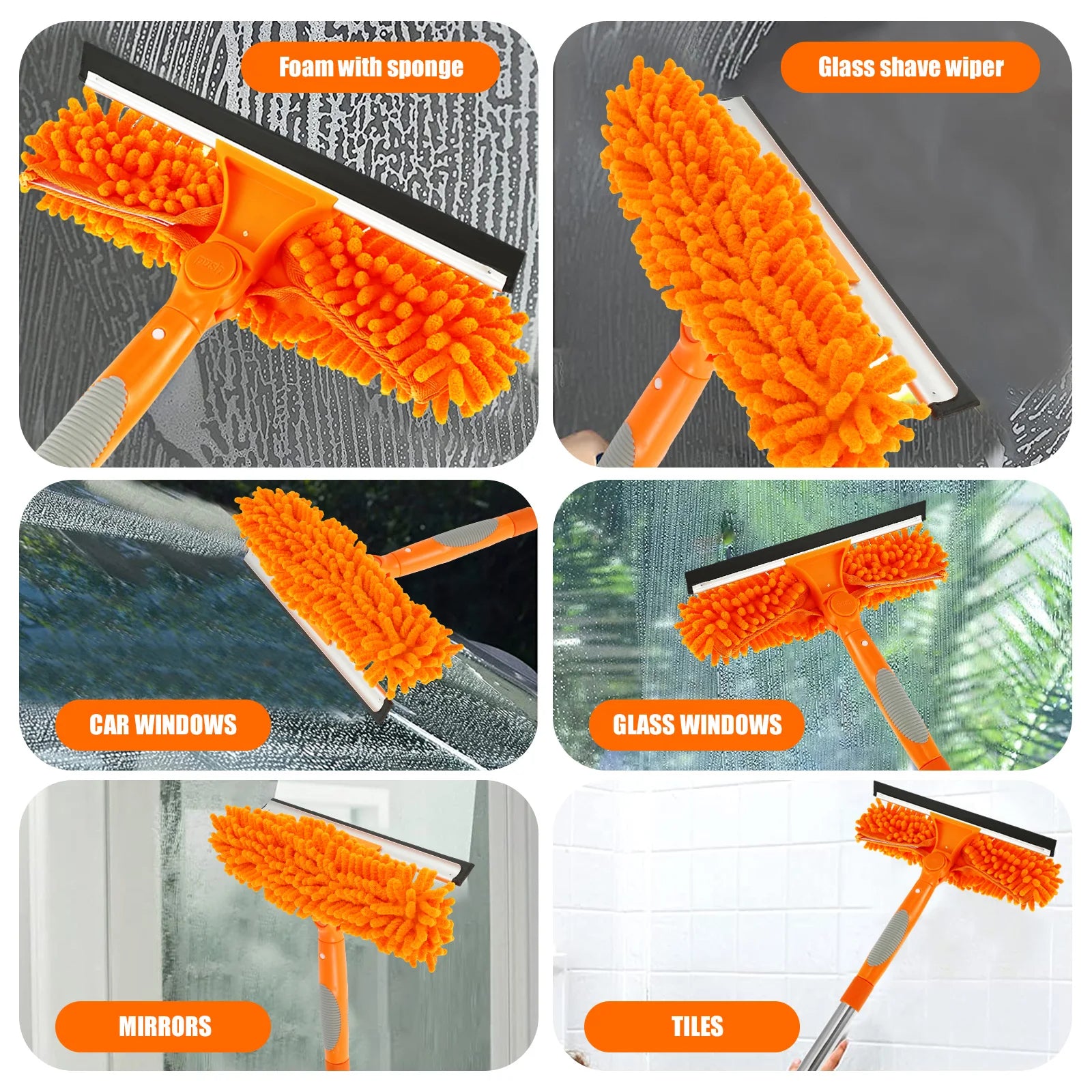 Professional Glass Cleaning kit Window Cleaning Squeegee Squeegee Window Extension Handle with 2 Pad For Walls & Ceilings Floor Zpaxo