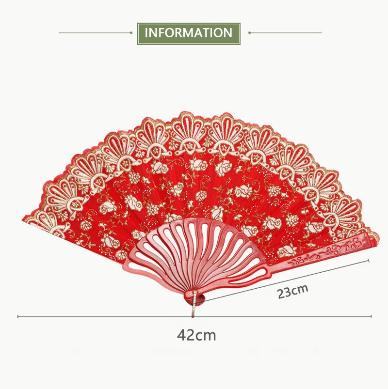 Rose Folding Fan – Ancient Style Dance, Wedding & Party Fan