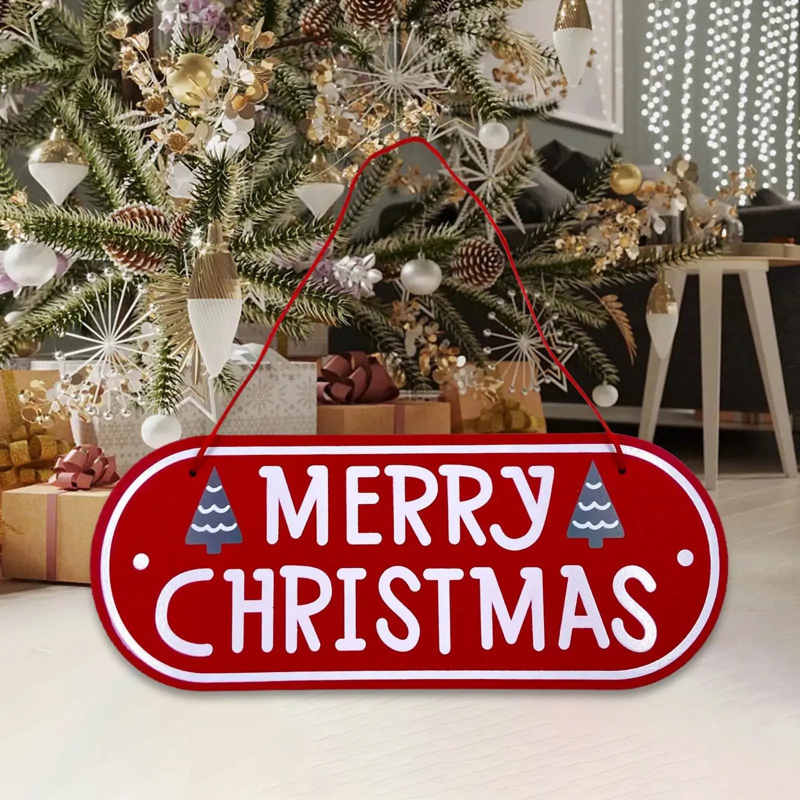 Merry Christmas Wooden Door Sign – Farmhouse Hanging Plaque Christmas Wall Plaque Zpaxo Style A