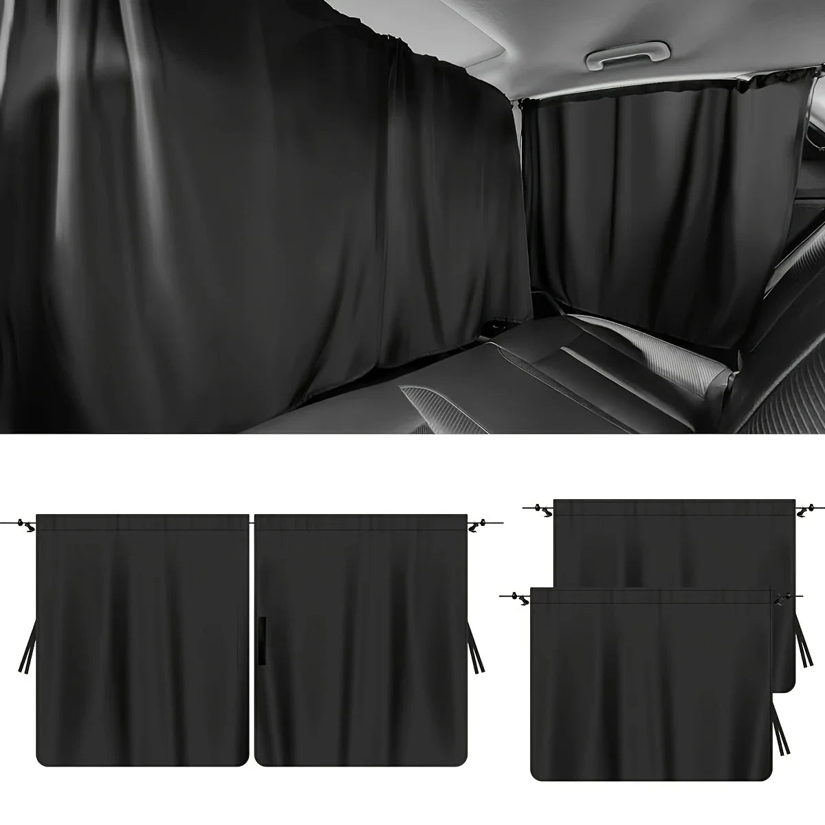 Car Privacy Curtain Window Shade Travel Nap Night Camping Detachable