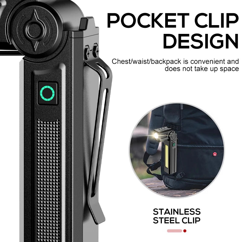 COB LED Work Light – USB Rechargeable Magnetic Torch Flashlight