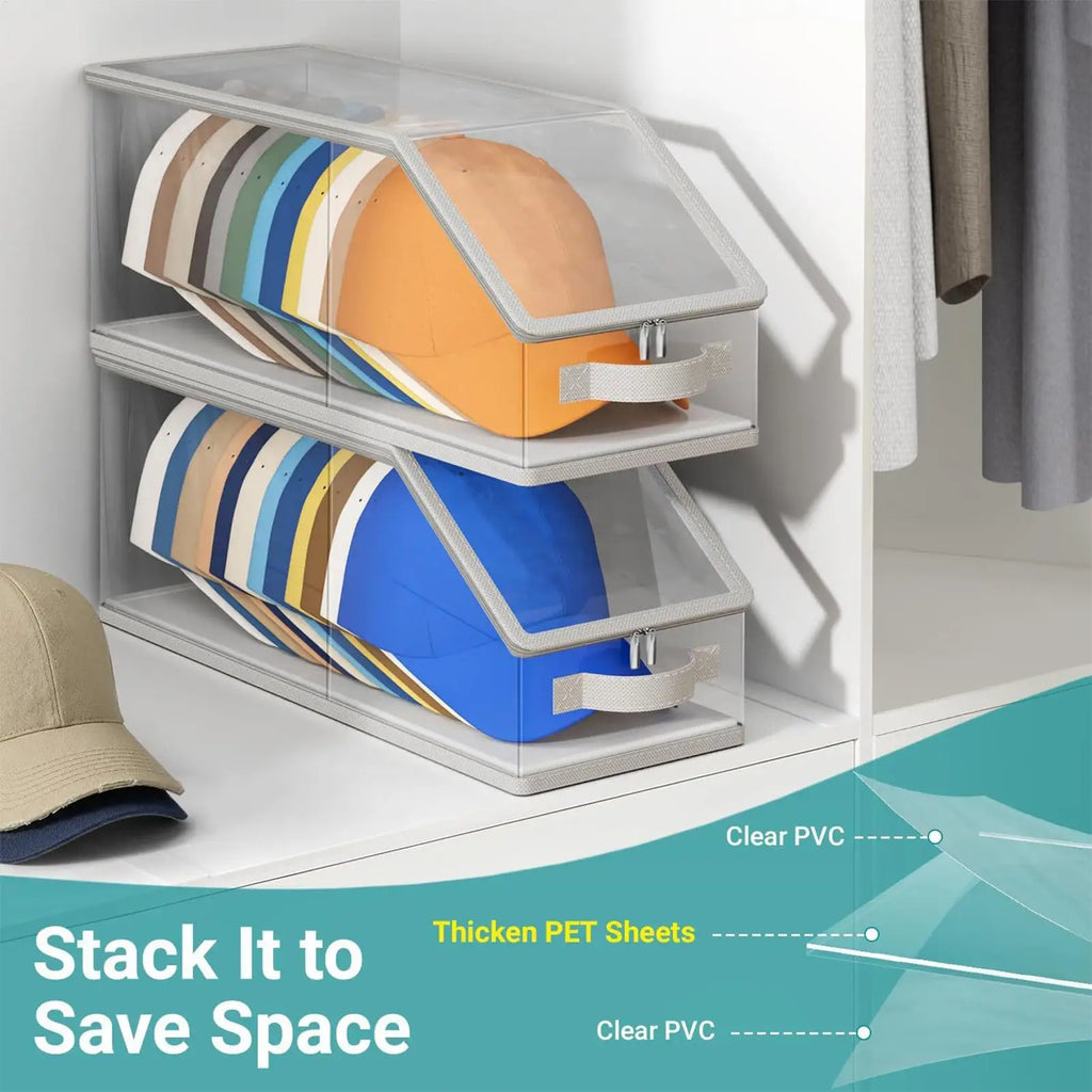 Hat Organizer Box Closet Stackable Baseball Cap Container Holder Home